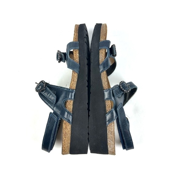 Naot Pamela Sandals 37 Blue Leather Rhinestone Comfort Shoes Womens 6 - Picture 4 of 7